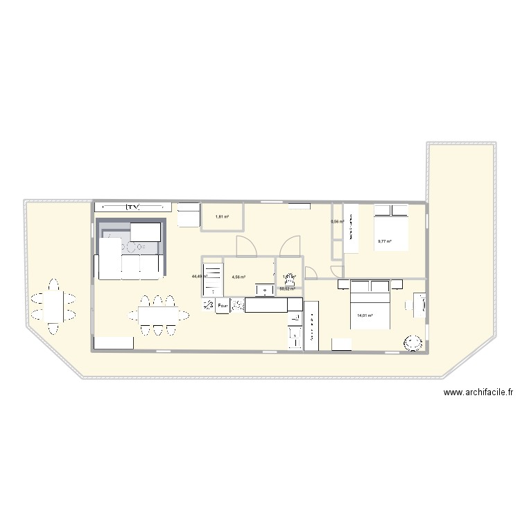 RESIDENCE PRINCIPALE. Plan de 8 pièces et 127 m2