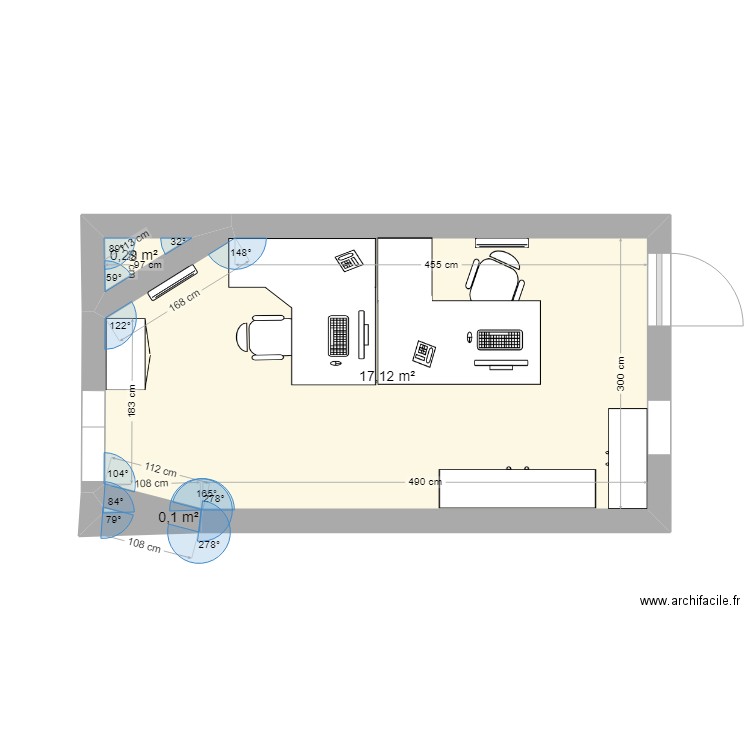 RPA . Plan de 3 pièces et 18 m2