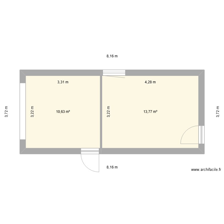 DUCRET. Plan de 2 pièces et 24 m2