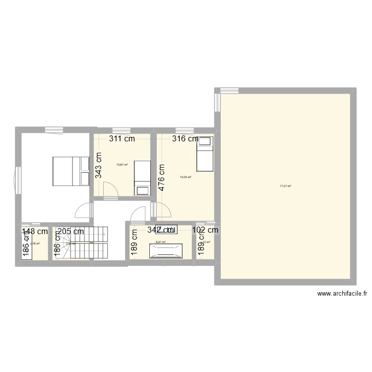 PLAN ETAGE BAUCHE 2025. Plan de 7 pièces et 113 m2