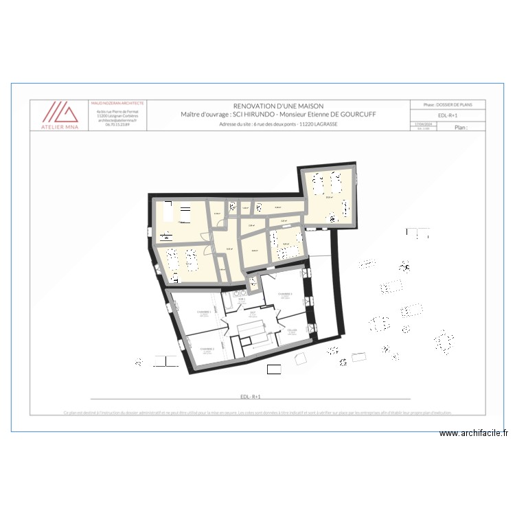 R1 MAD3 essai. Plan de 14 pièces et 96 m2