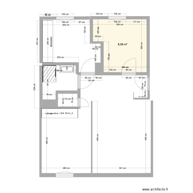 thomas 1. Plan de 1 pièce et 8 m2