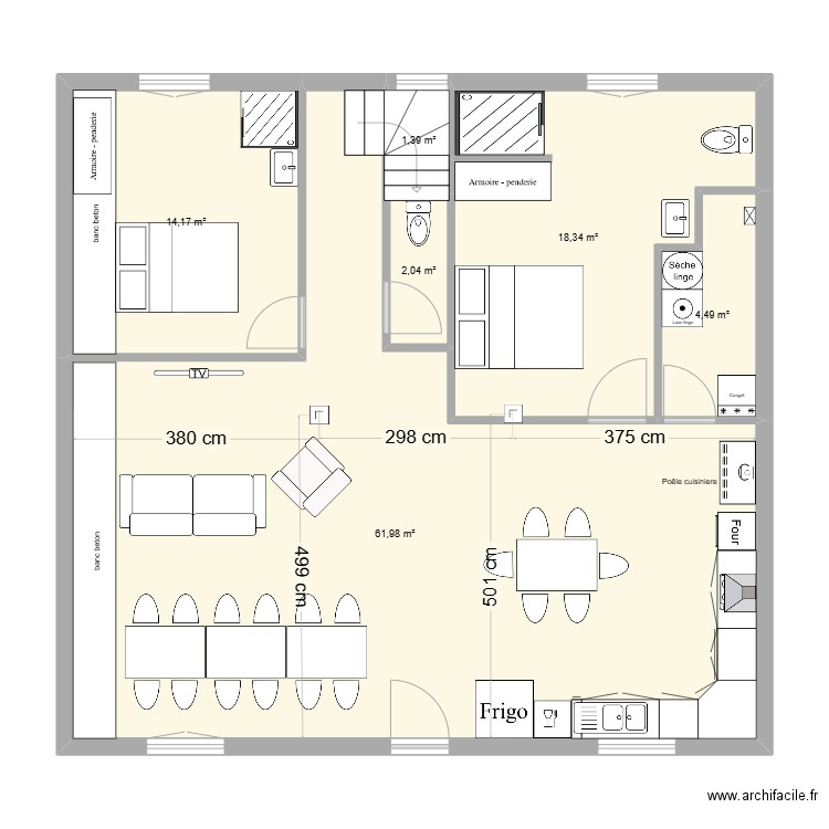 RDC PAVILLON DE CHASSE. Plan de 6 pièces et 102 m2