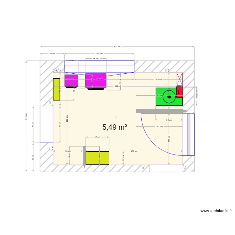 Buanderie. Plan de 1 pièce et 5 m2