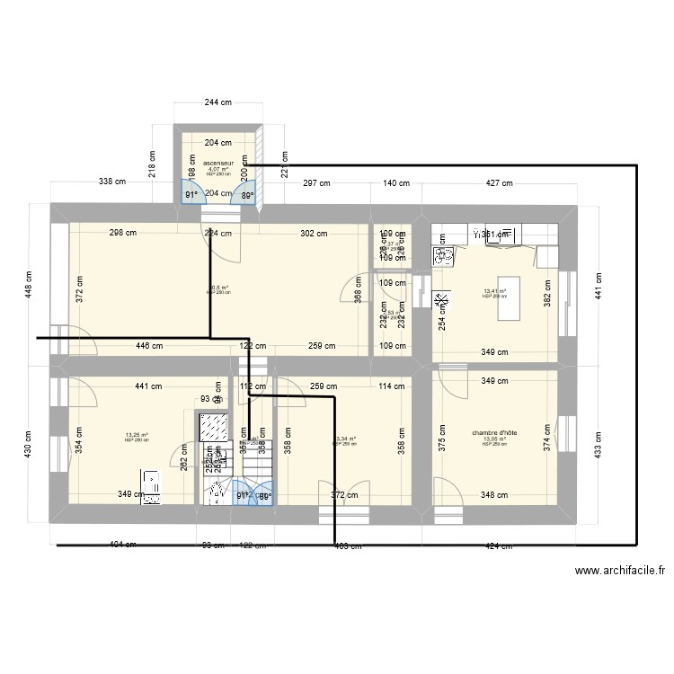 essai communs 2. Plan de 10 pièces et 98 m2