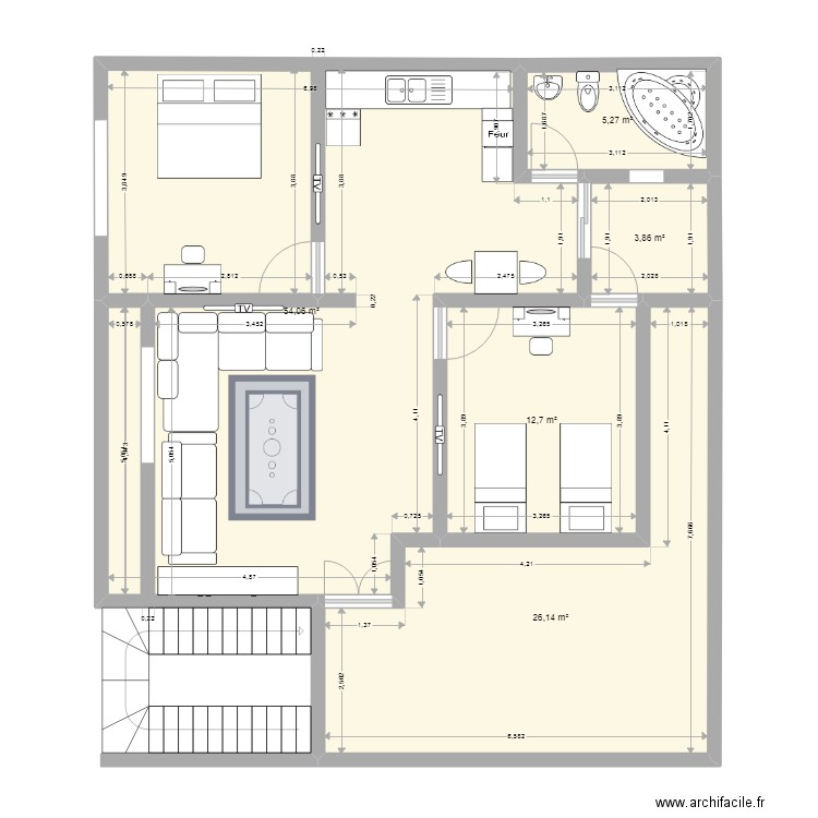 omar. Plan de 5 pièces et 102 m2