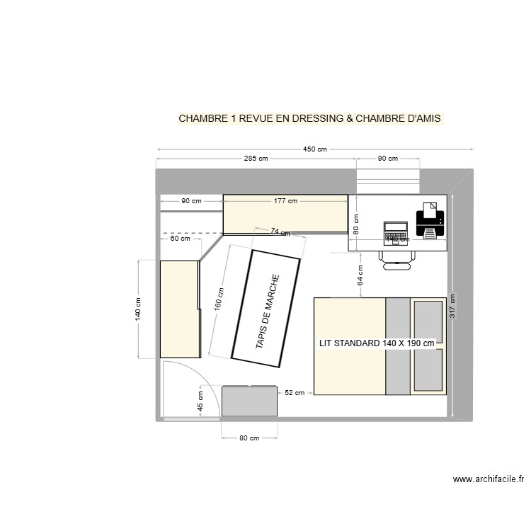 CHAMBRE 1 amenagee en  chambre d'amis et dressing . Plan de 0 pièce et 0 m2