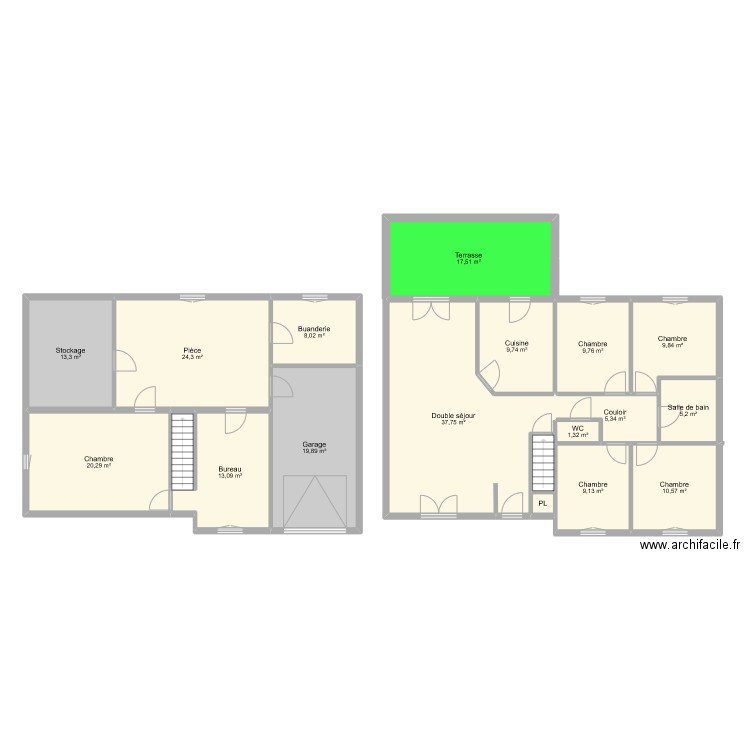 MOINARD. Plan de 19 pièces et 220 m2