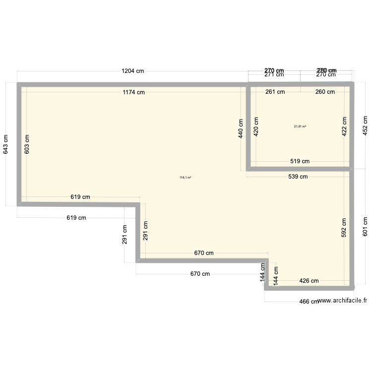 Maison Plascassier. Plan de 2 pièces et 140 m2