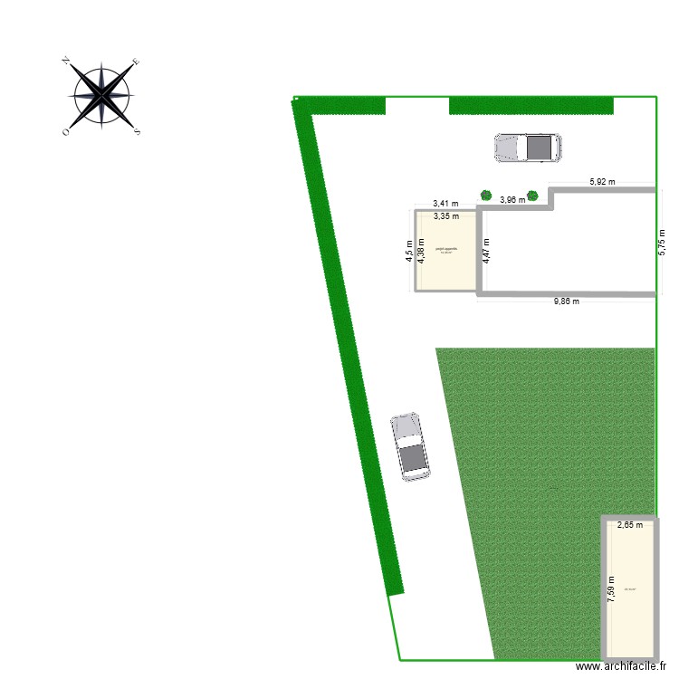 maison. Plan de 2 pièces et 35 m2