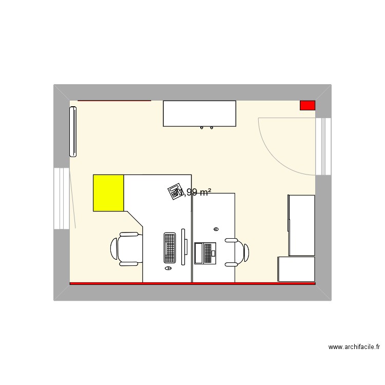 Bureau SYVEDAC. Plan de 1 pièce et 12 m2