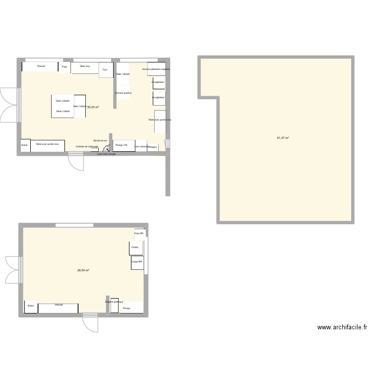 Labo quasi définitif . Plan de 3 pièces et 125 m2