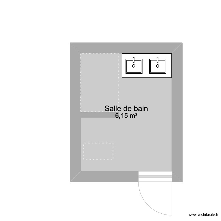 Salle de bain suite parentale. Plan de 1 pièce et 6 m2