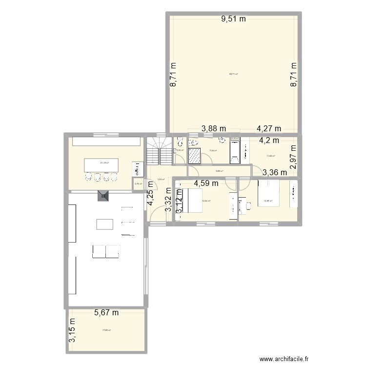 chaudon 3. Plan de 12 pièces et 188 m2