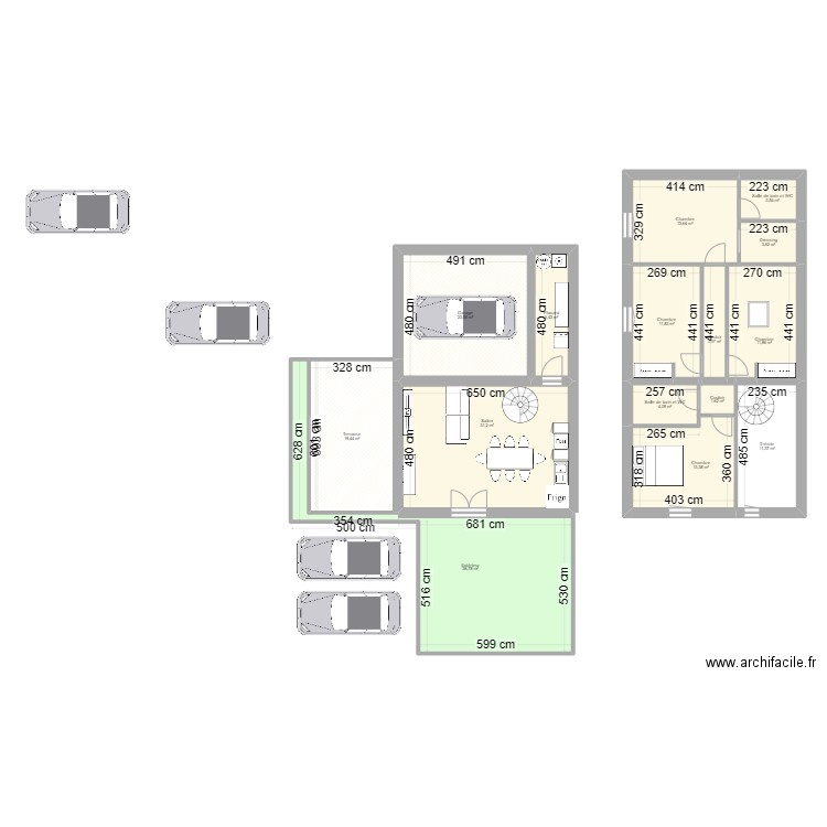 Maison Bérat. Plan de 15 pièces et 196 m2