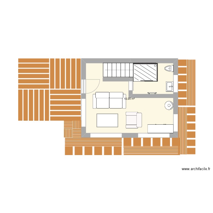 Mazot 1er étage. Plan de 1 pièce et 19 m2