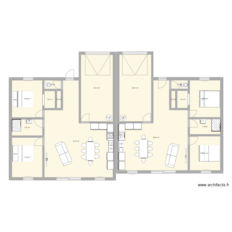 maison Aouste. Plan de 16 pièces et 185 m2