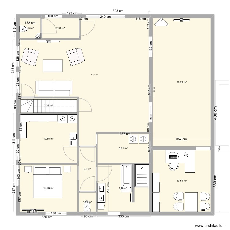 kine 2. Plan de 12 pièces et 134 m2