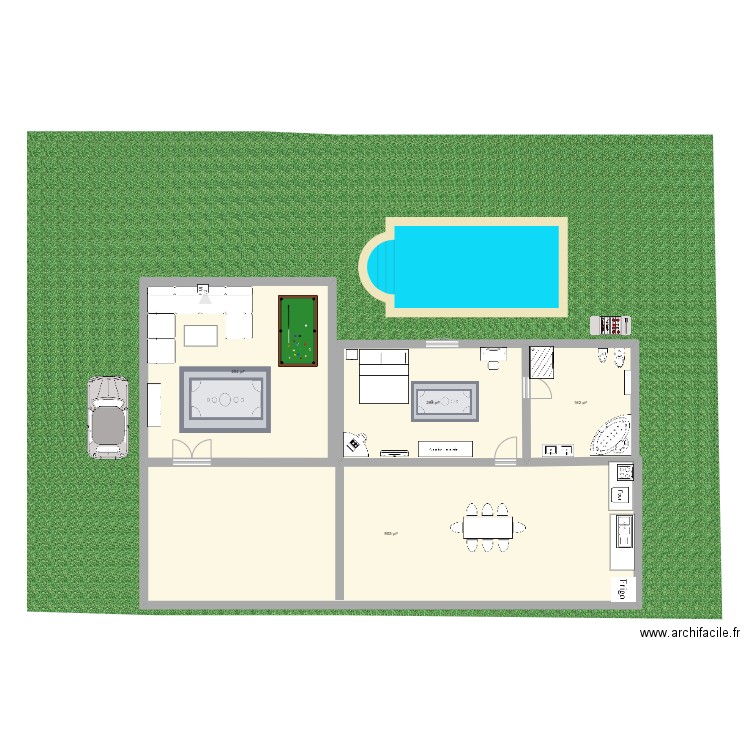 chambre. Plan de 4 pièces et 173 m2