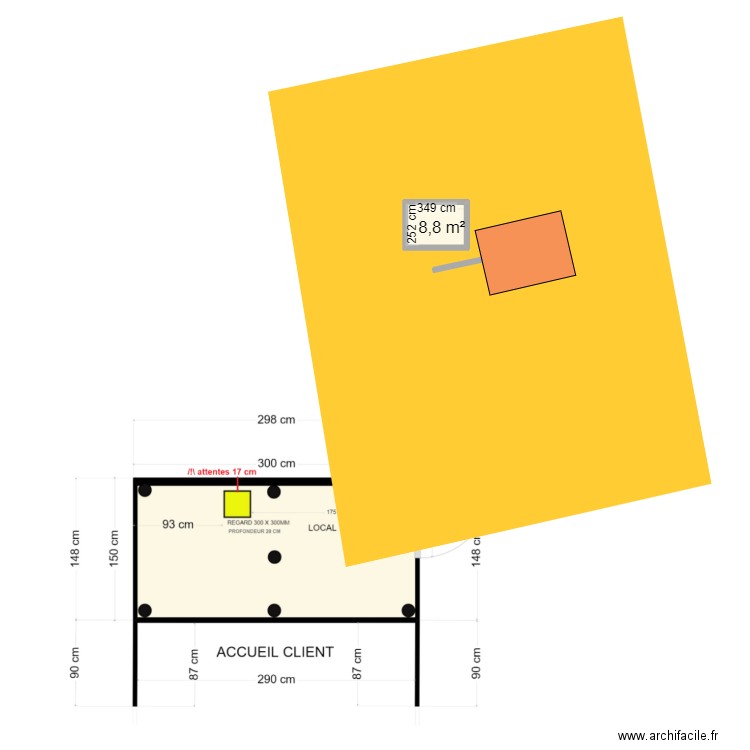 IRAcoubo. Plan de 1 pièce et 9 m2