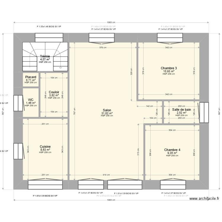 ML24018006. Plan de 18 pièces et 145 m2