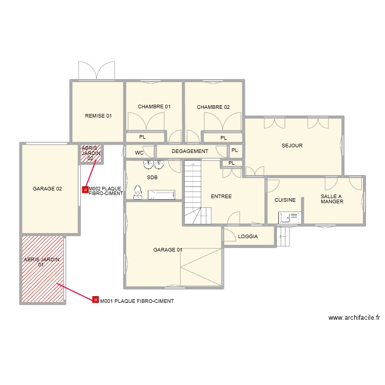 RDC RODILHAN. Plan de 18 pièces et 105 m2