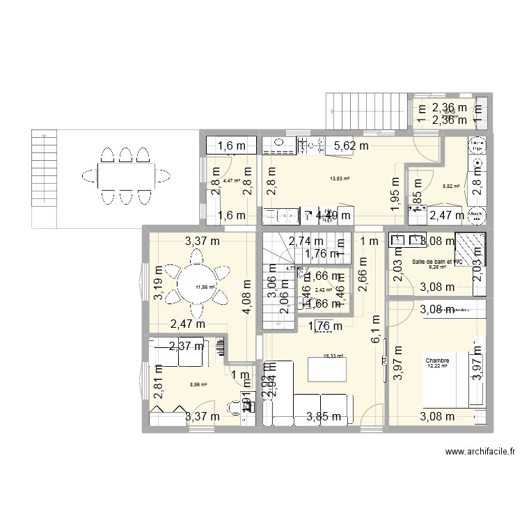 groneau projet test. Plan de 11 pièces et 87 m2