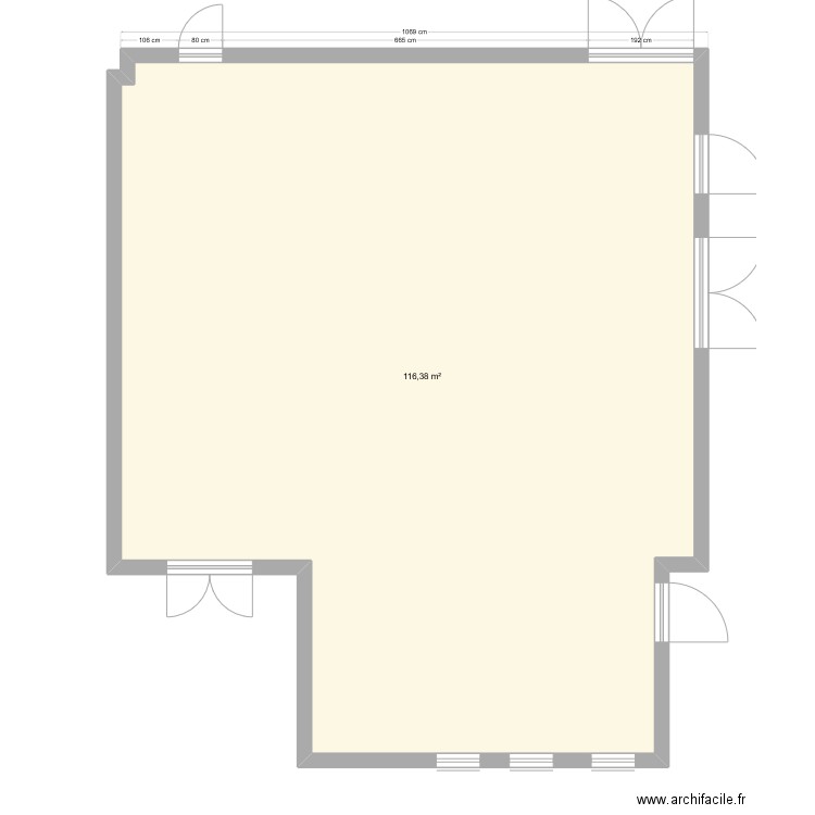 MTP. Plan de 1 pièce et 116 m2