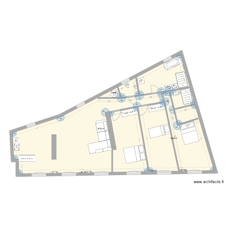 Coupejarret2. Plan de 2 pièces et 115 m2