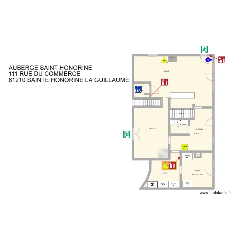 AUBERGE SAINT HONORINE LA GUILLAUME. Plan de 9 pièces et 121 m2