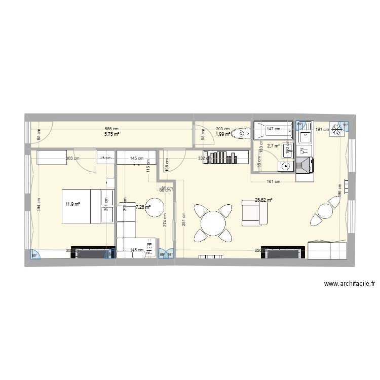 Pilori. Plan de 6 pièces et 55 m2