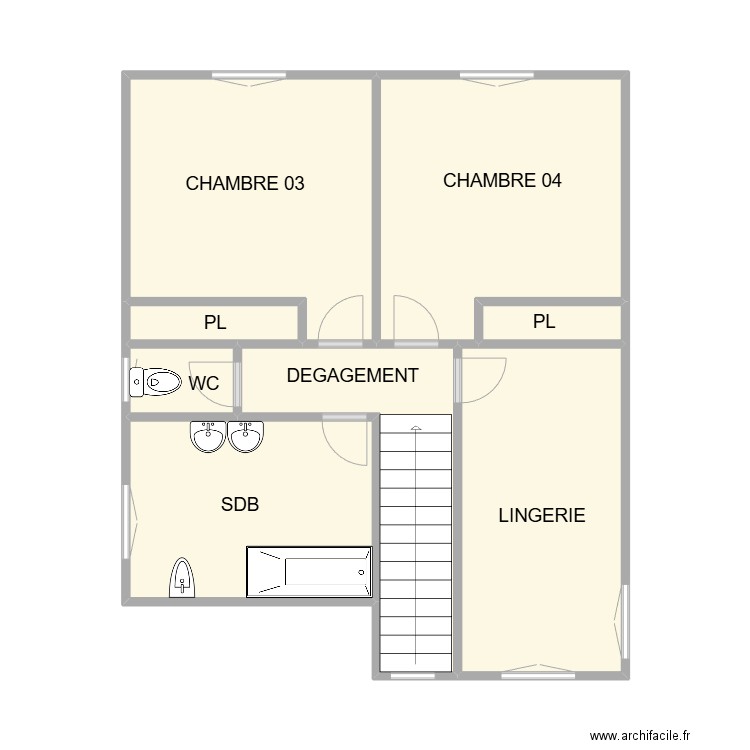 ETAGE RODILHAN. Plan de 8 pièces et 47 m2