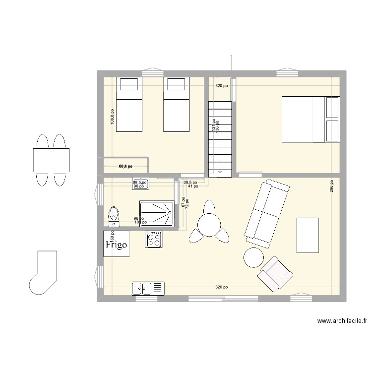 génération 2. Plan de 1 pièce et 60 m2