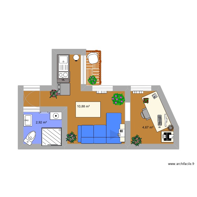 Appartement. Plan de 3 pièces et 18 m2