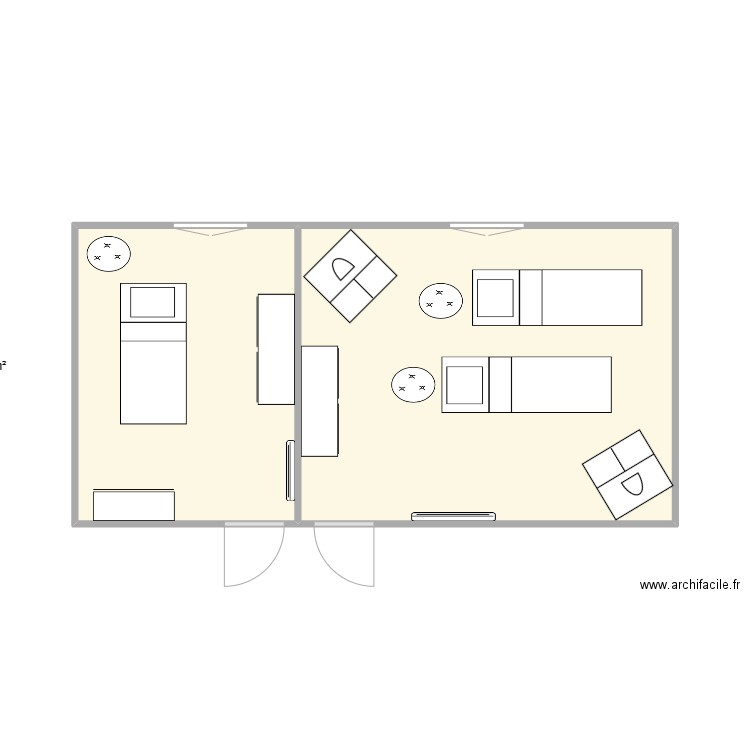 institut 2. Plan de 2 pièces et 31 m2