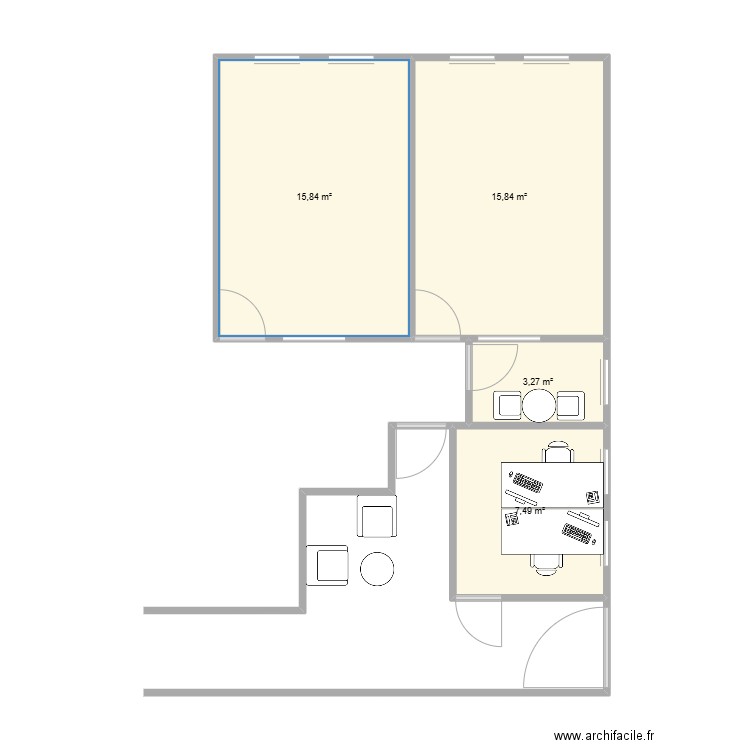 Accueil schéma 1. Plan de 4 pièces et 42 m2