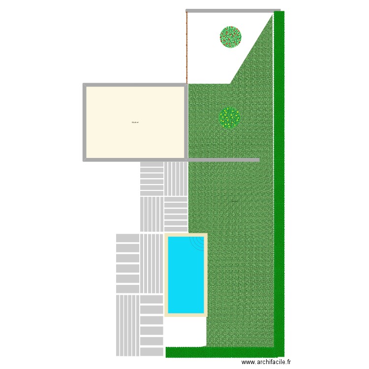 pelouse robot. Plan de 1 pièce et 59 m2