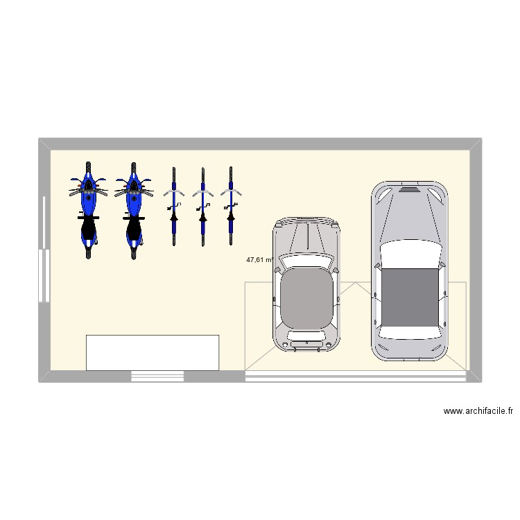 garage double. Plan de 1 pièce et 48 m2