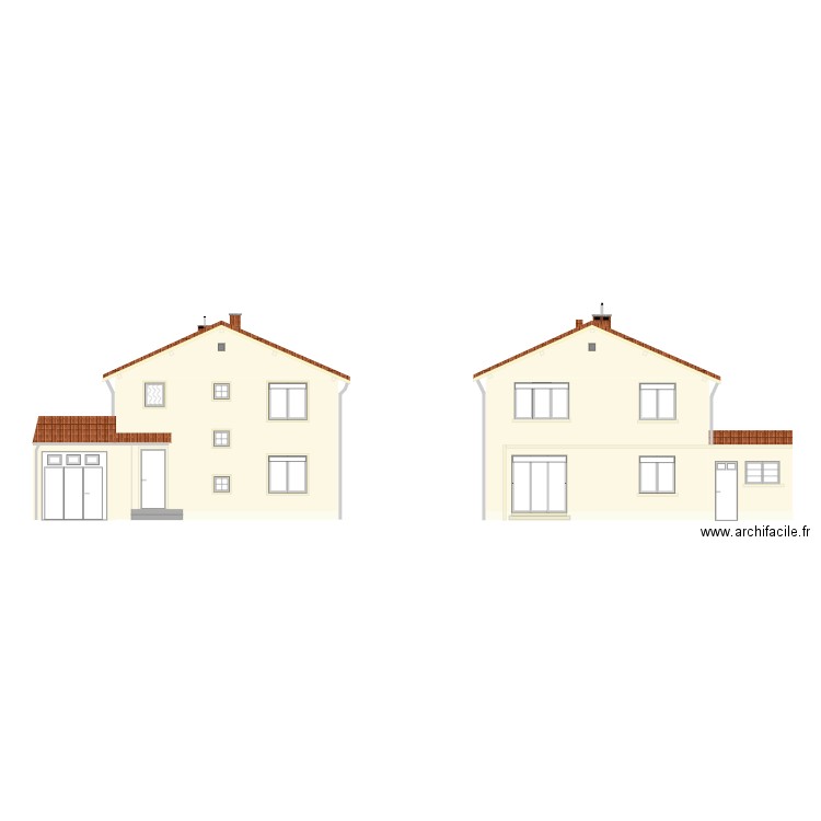 Facade NO. Plan de 2 pièces et 81 m2