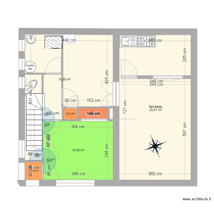 Ortaffa 1E. Plan de 6 pièces et 57 m2