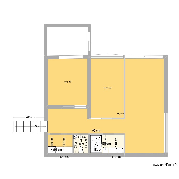 RDC  BOUGIVAL. Plan de 5 pièces et 60 m2