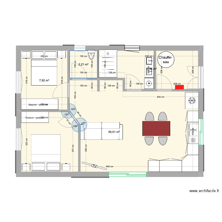 CHATEAUNEUF 2. Plan de 4 pièces et 60 m2