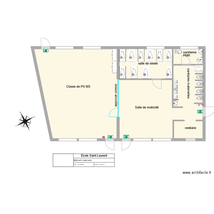 École2. Plan de 3 pièces et 140 m2