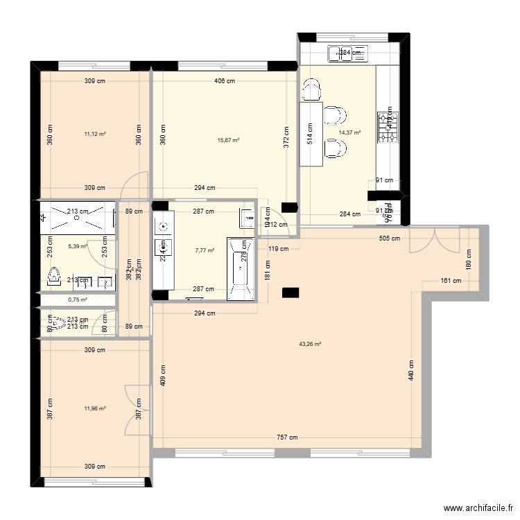 Plan mis à jour. Plan de 10 pièces et 115 m2