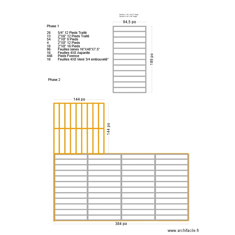 Plancher RDC 16X32 Aout. Plan de 76 pièces et 61 m2