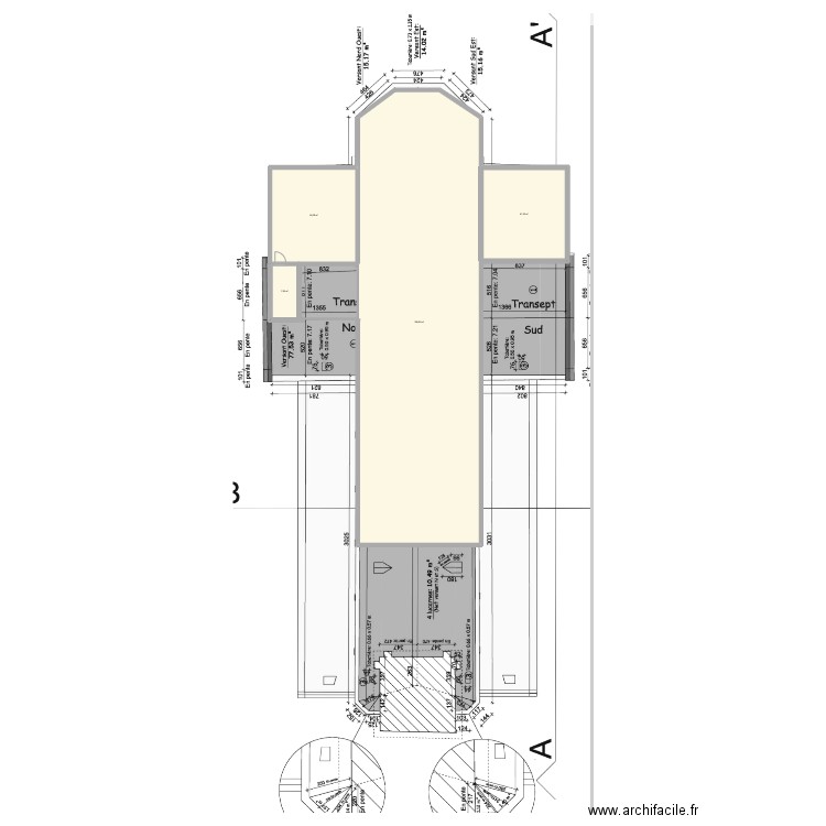 St Foy. Plan de 4 pièces et 390 m2