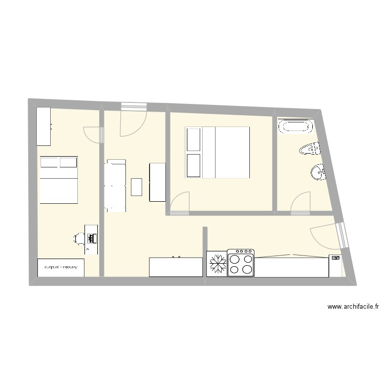 5 Niort . Plan de 2 pièces et 44 m2