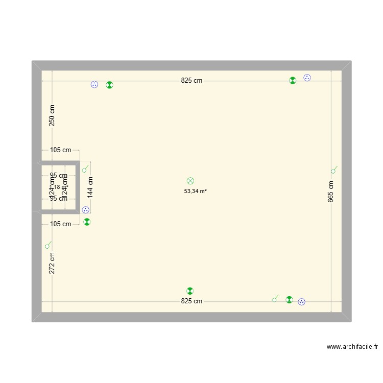 élec atelier aurore. Plan de 2 pièces et 55 m2