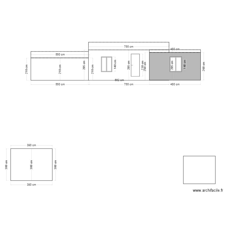 Façade sud. Plan de 0 pièce et 0 m2