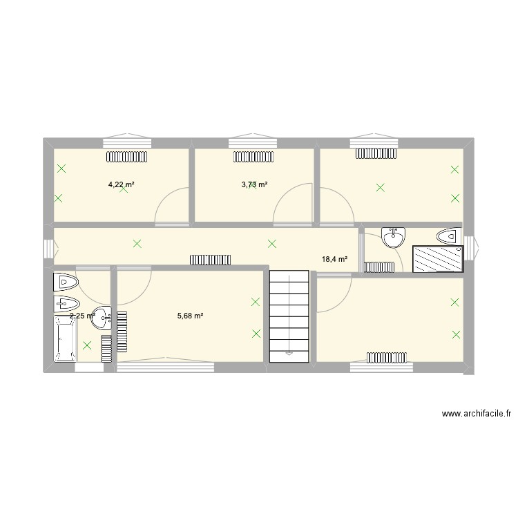 ETAGE RADIATEURS. Plan de 5 pièces et 34 m2